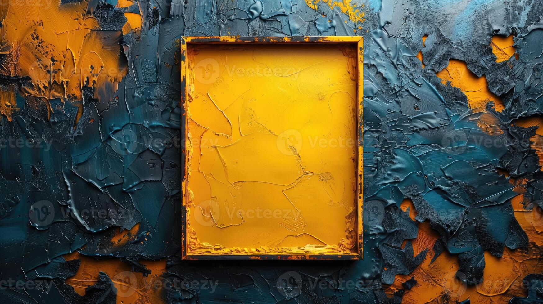AI generated Mock up frame on a background of colored wall. The concept of art and creativity. photo