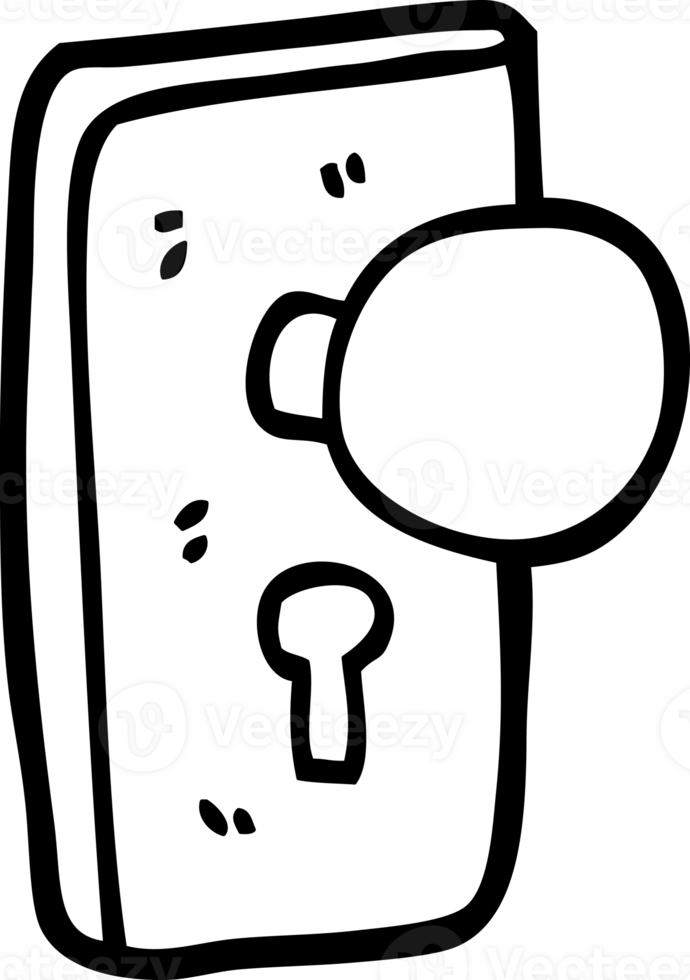 linha desenhando desenho animado porta lidar com com buraco da fechadura ícone png