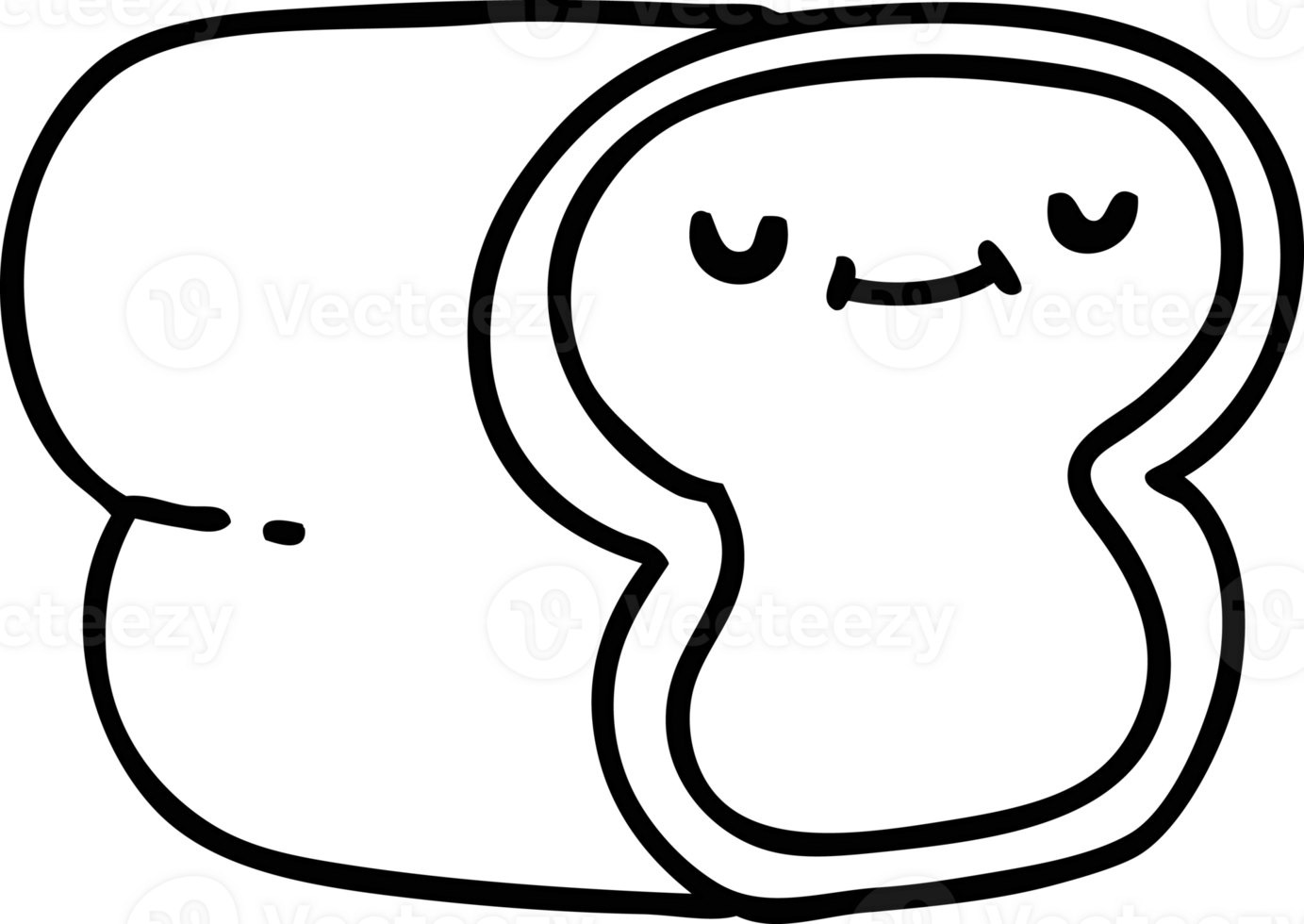 line doodle loaf of bread with happy smile icon png