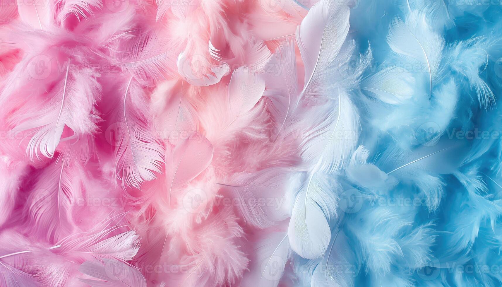 AI generated Beautiful color white and pink feathers on white background and soft white feather texture on pink background, feather background, pink banners photo