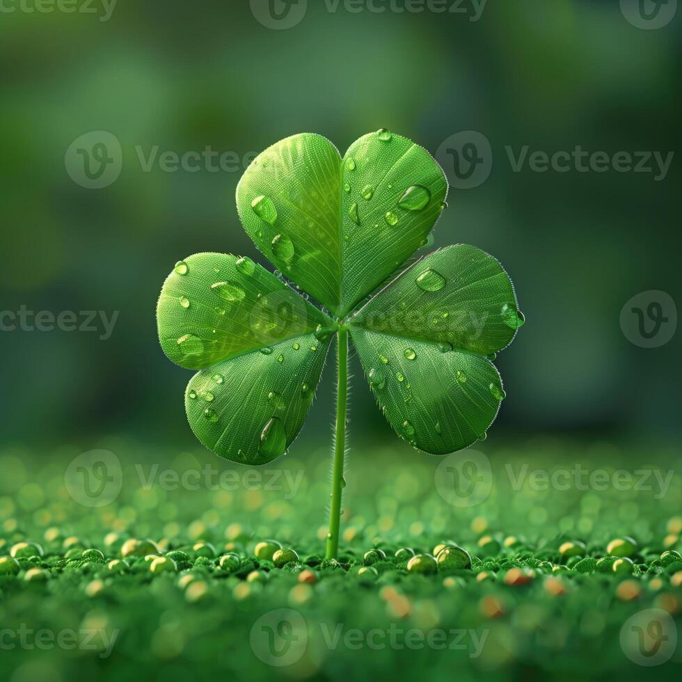 AI generated Three leaf clover, symbol of St. Patrick's Day, 3d render photo