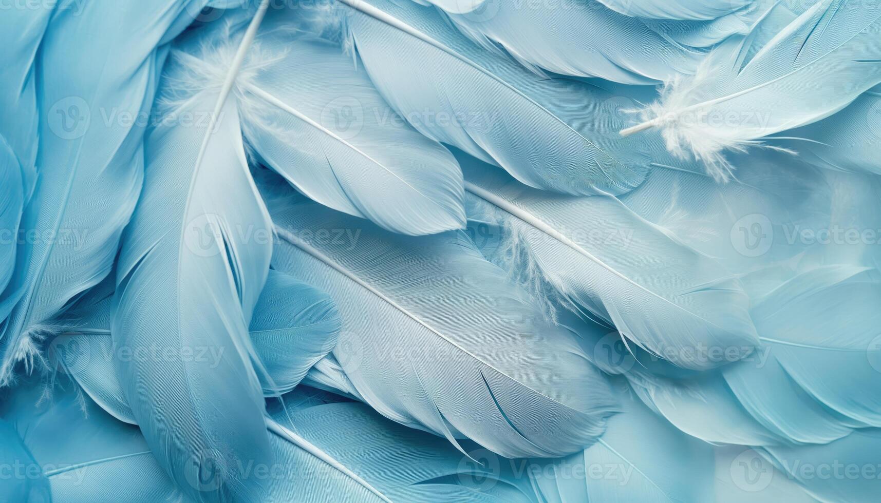 AI generated Beautiful abstract color white and blue feathers on white background and soft white feather texture on blue pattern and blue background, feather background, blue banners photo