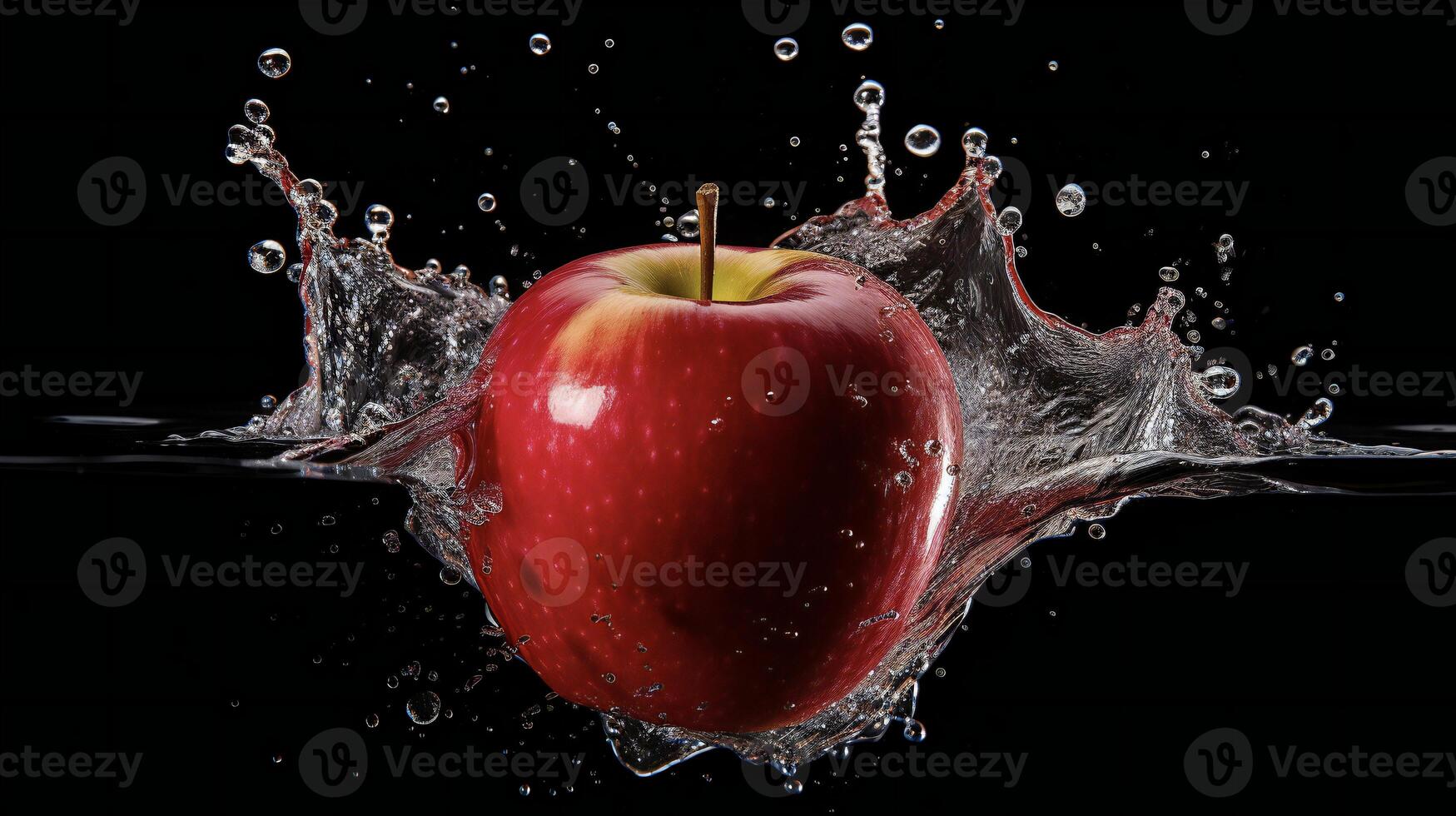 AI generated an apple is splashing in water photo