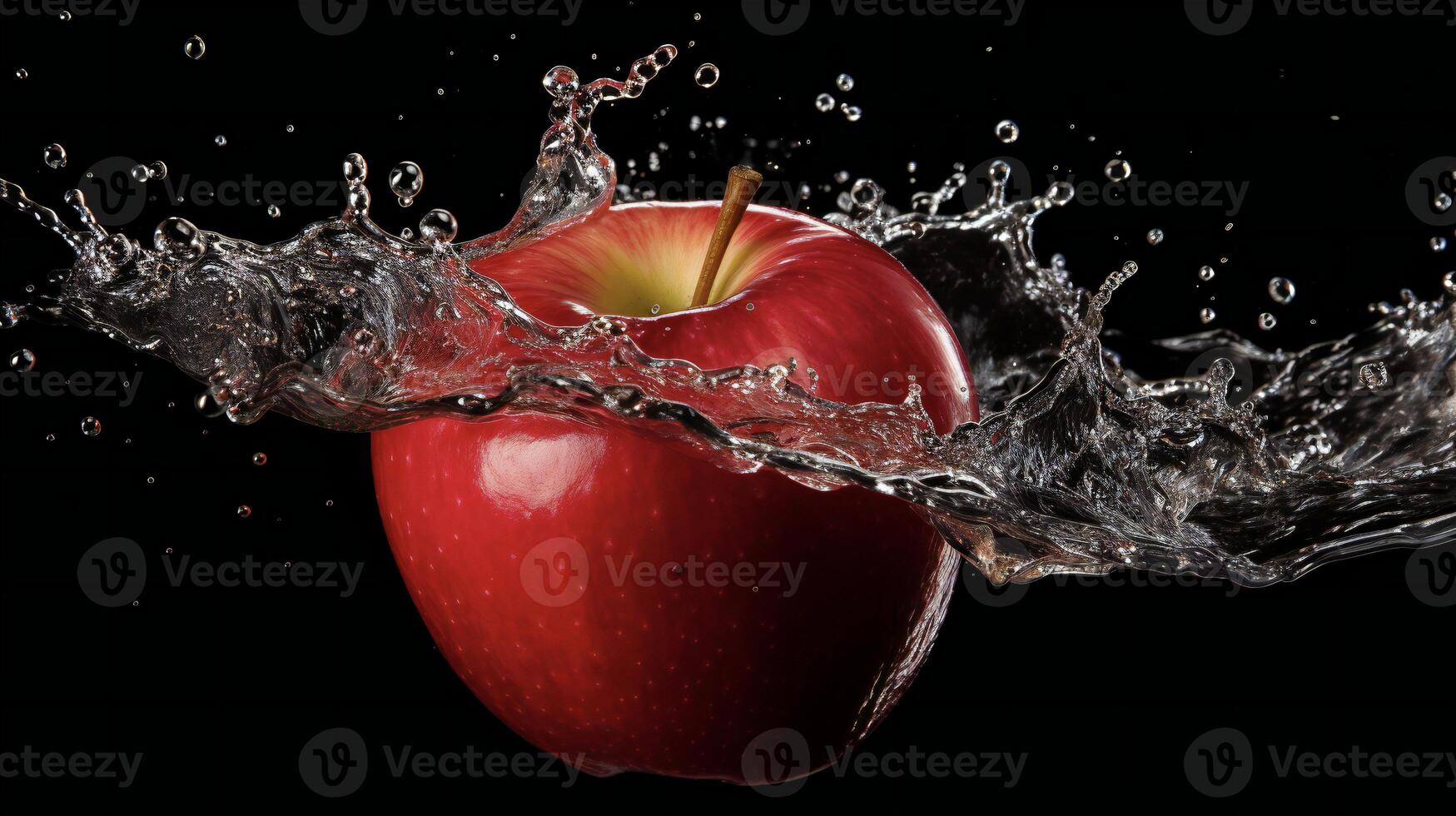 AI generated an apple is splashing in water photo
