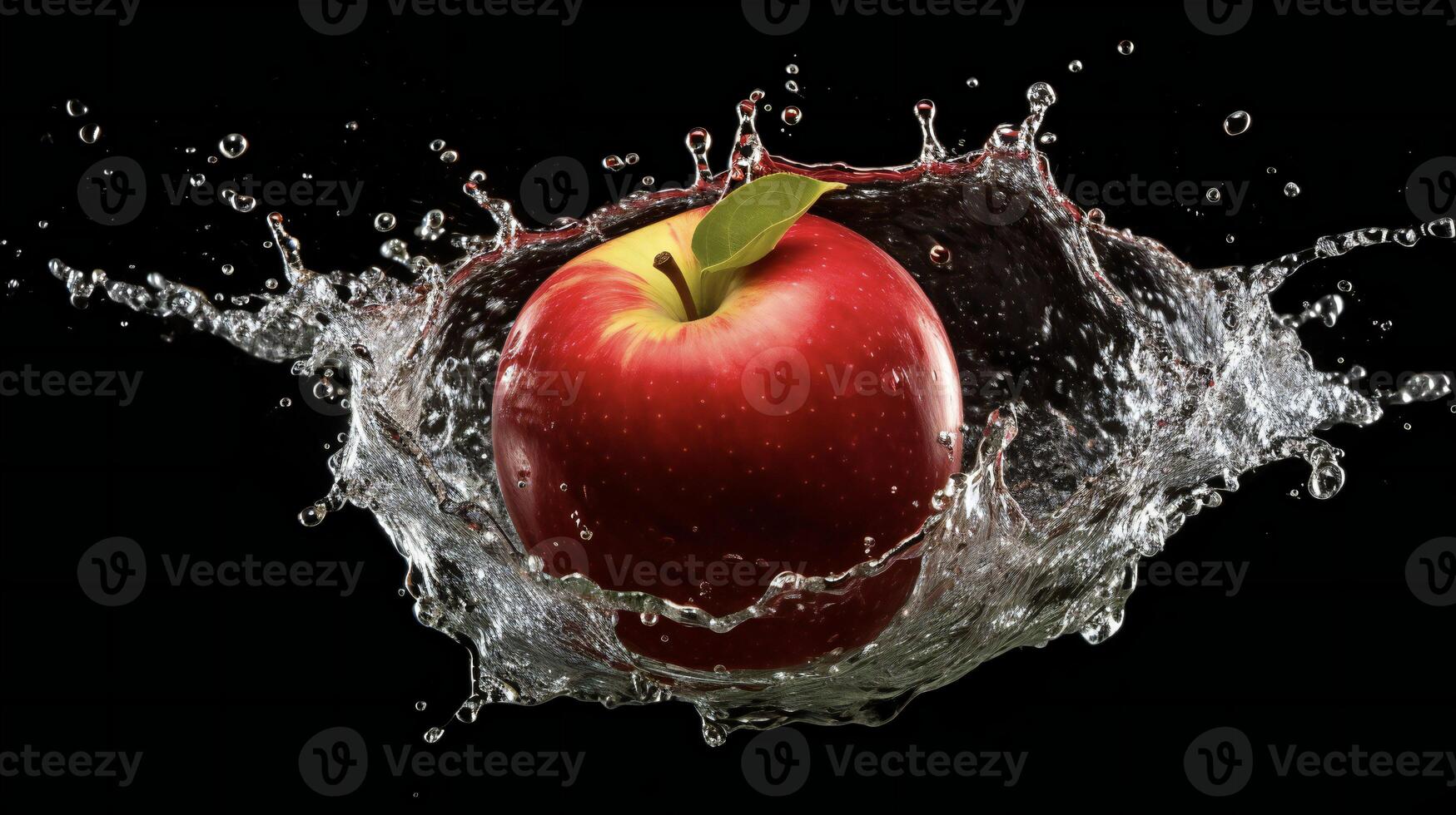 AI generated an apple is splashing in water photo