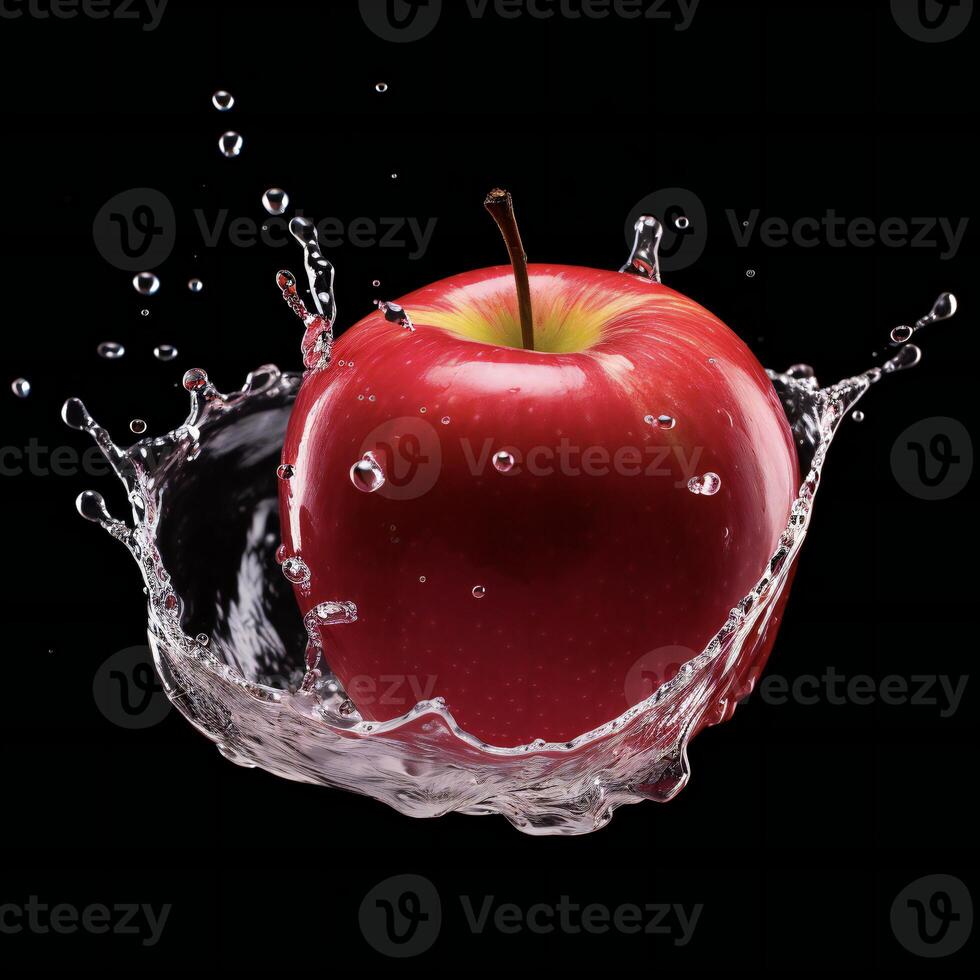 AI generated an apple is splashing in water photo