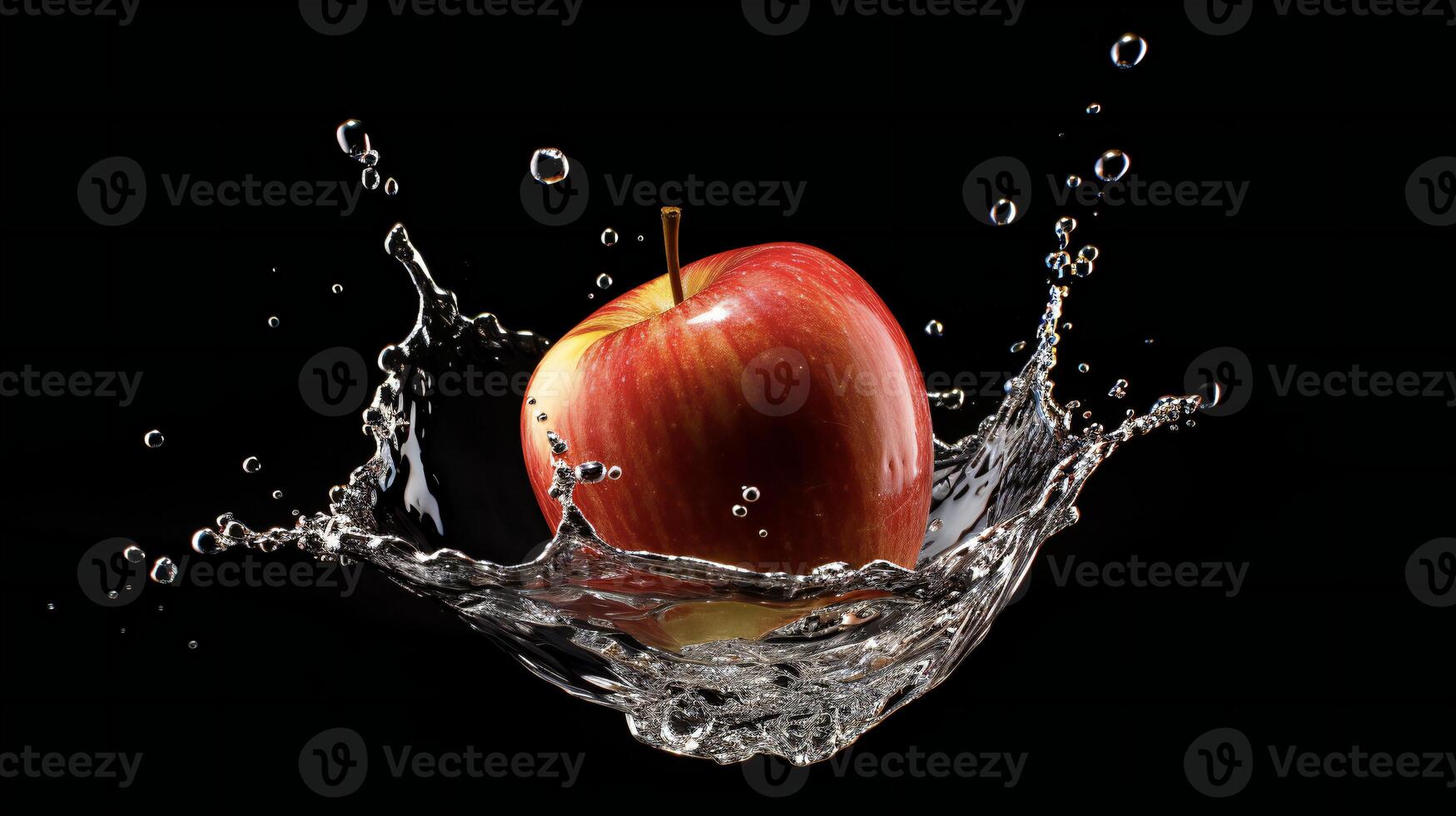 AI generated an apple is splashing in water photo