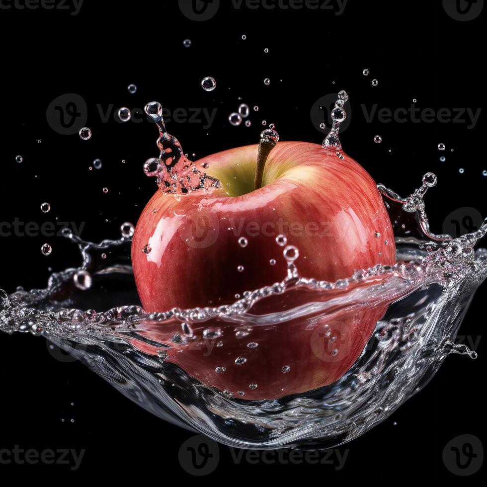 AI generated an apple is splashing in water photo