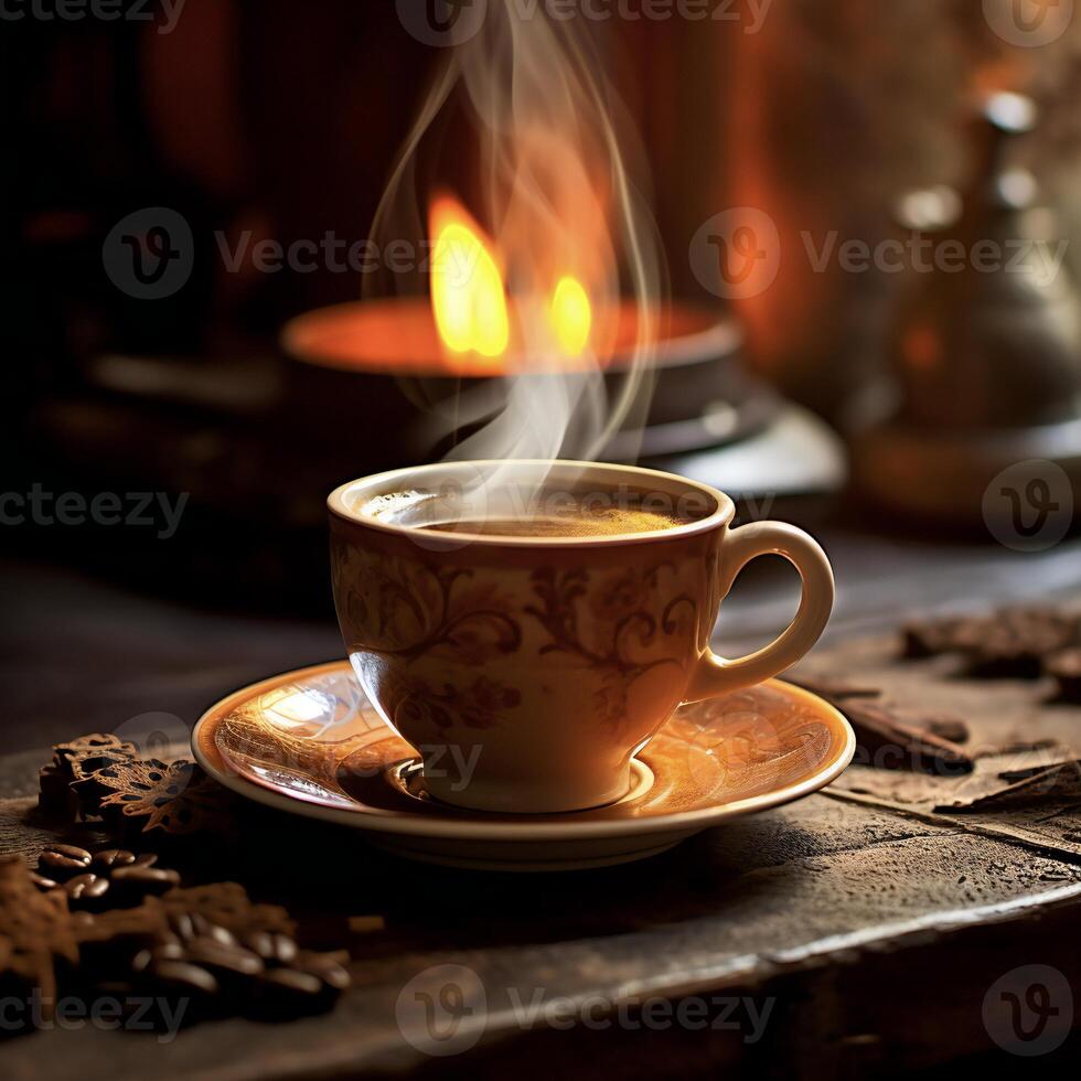 AI generated a cup of smoked  coffee photo