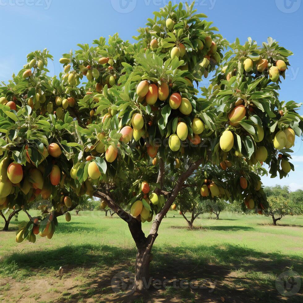 AI generated mango tree in the orchard photo