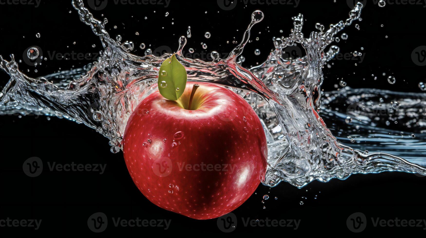 AI generated an apple is splashing in water photo