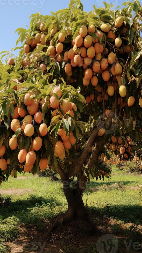 ai generado mango árbol en el huerta foto