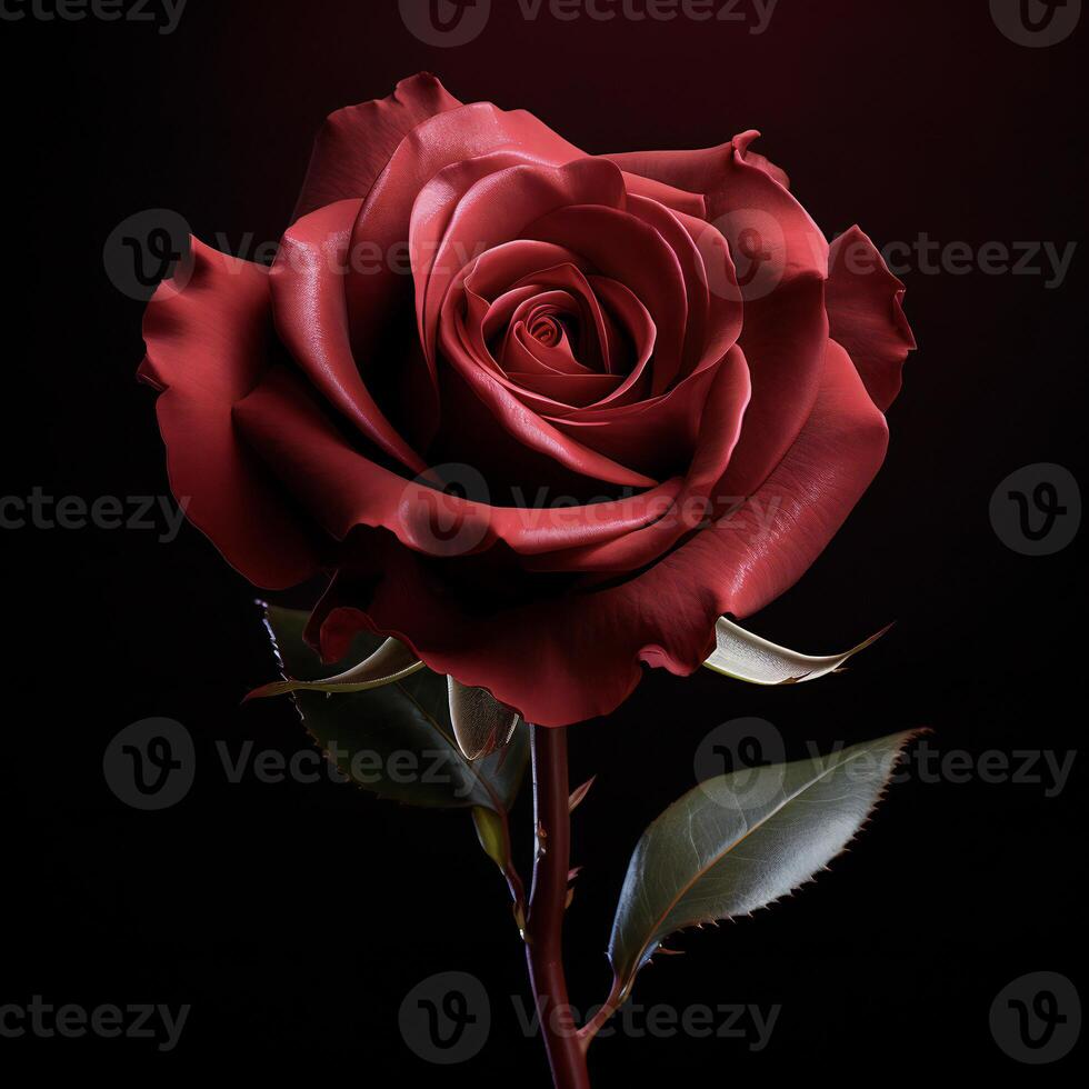 AI generated a red rose is shown against a black background photo