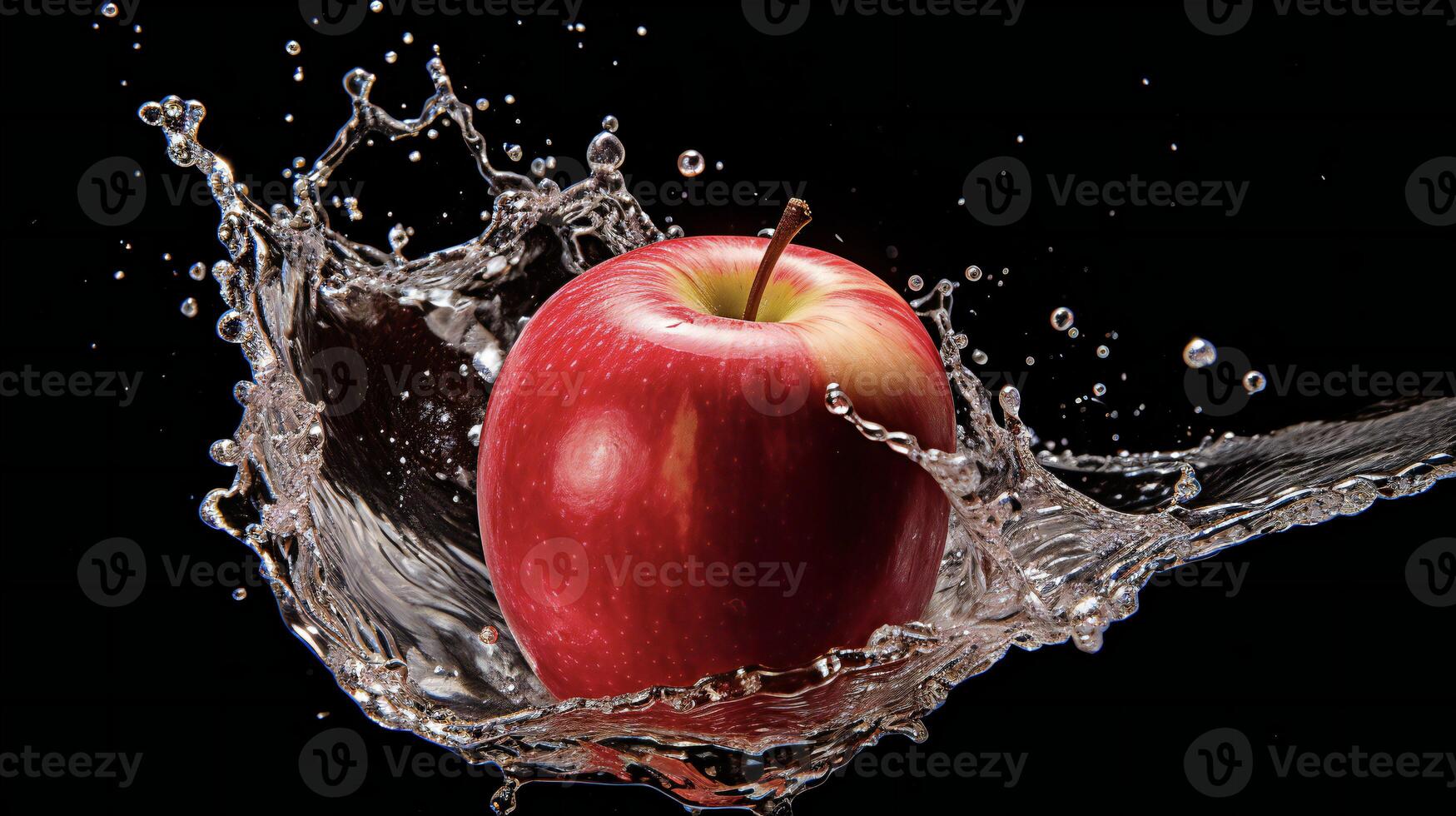 AI generated an apple is splashing in water photo