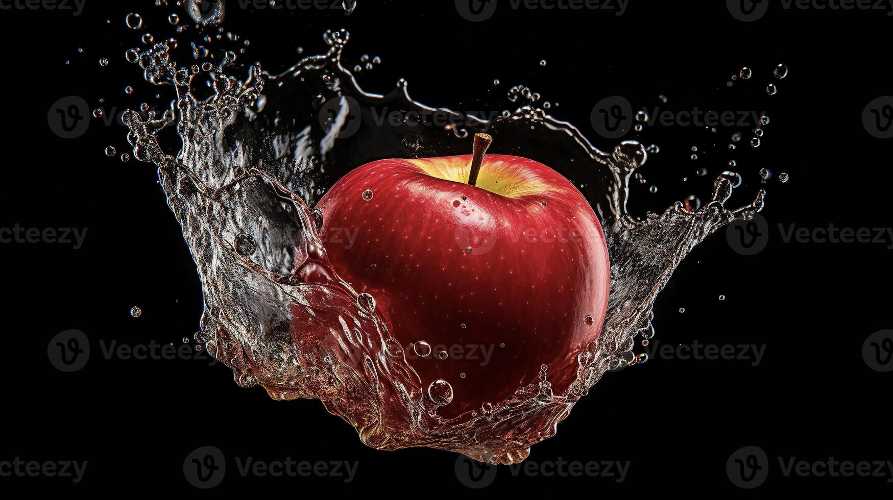 AI generated an apple is splashing in water photo