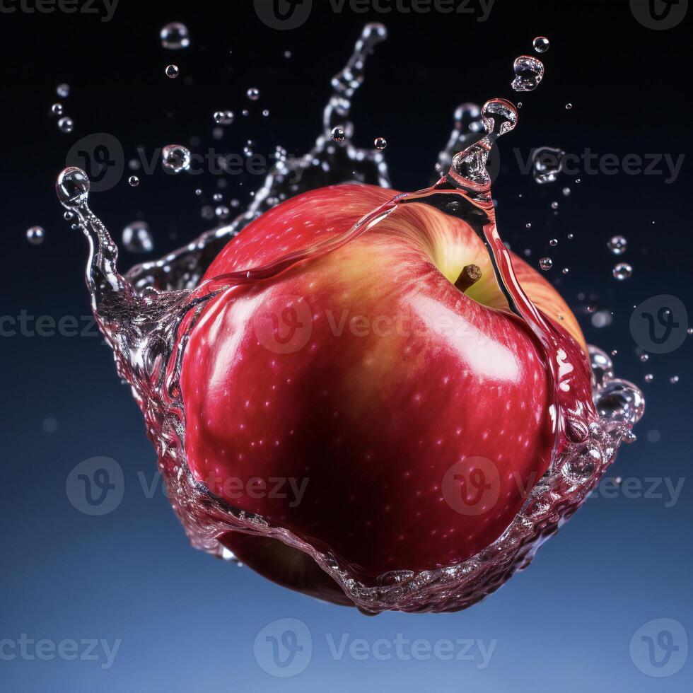 AI generated an apple is splashing in water photo