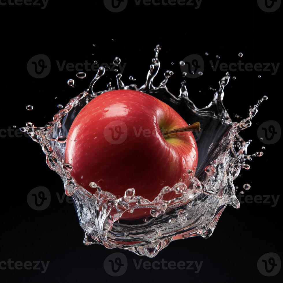 AI generated an apple is splashing in water photo