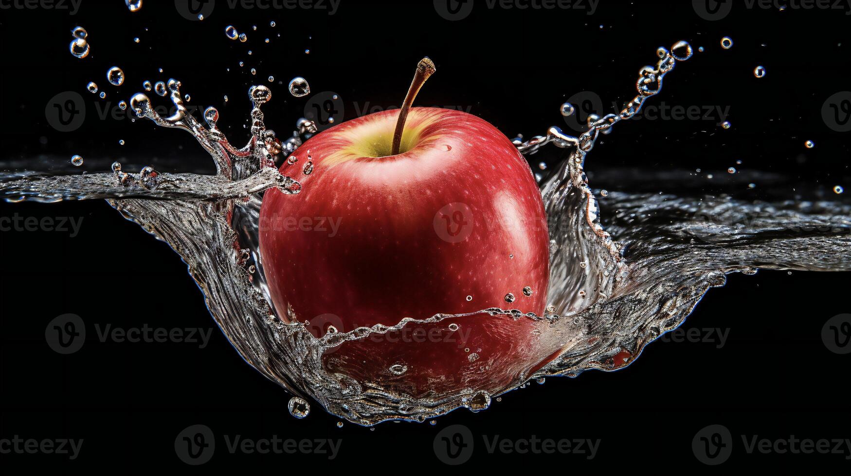 AI generated an apple is splashing in water photo