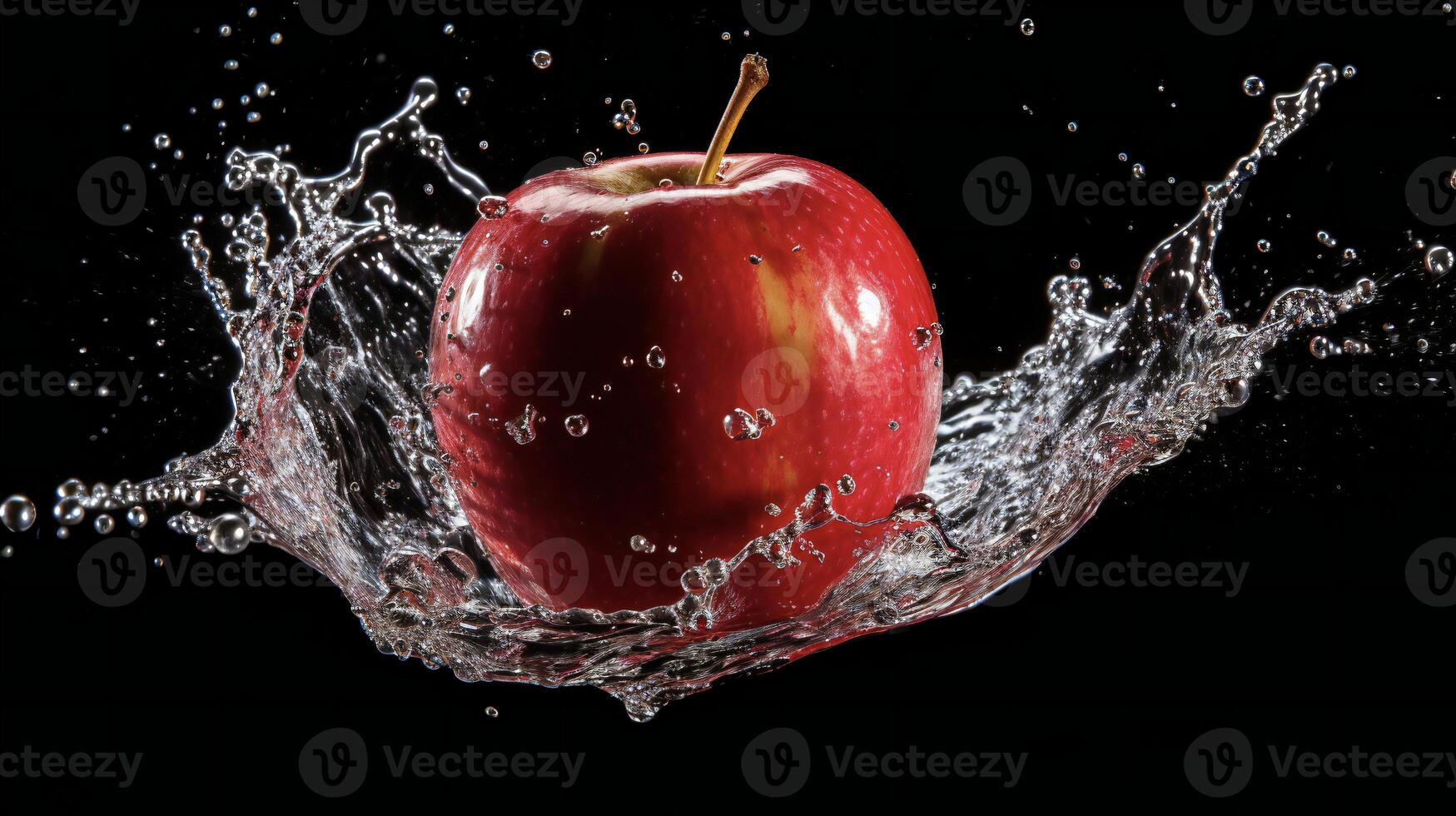 AI generated an apple is splashing in water photo