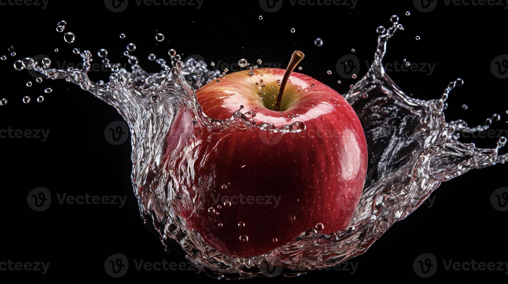 AI generated an apple is splashing in water photo
