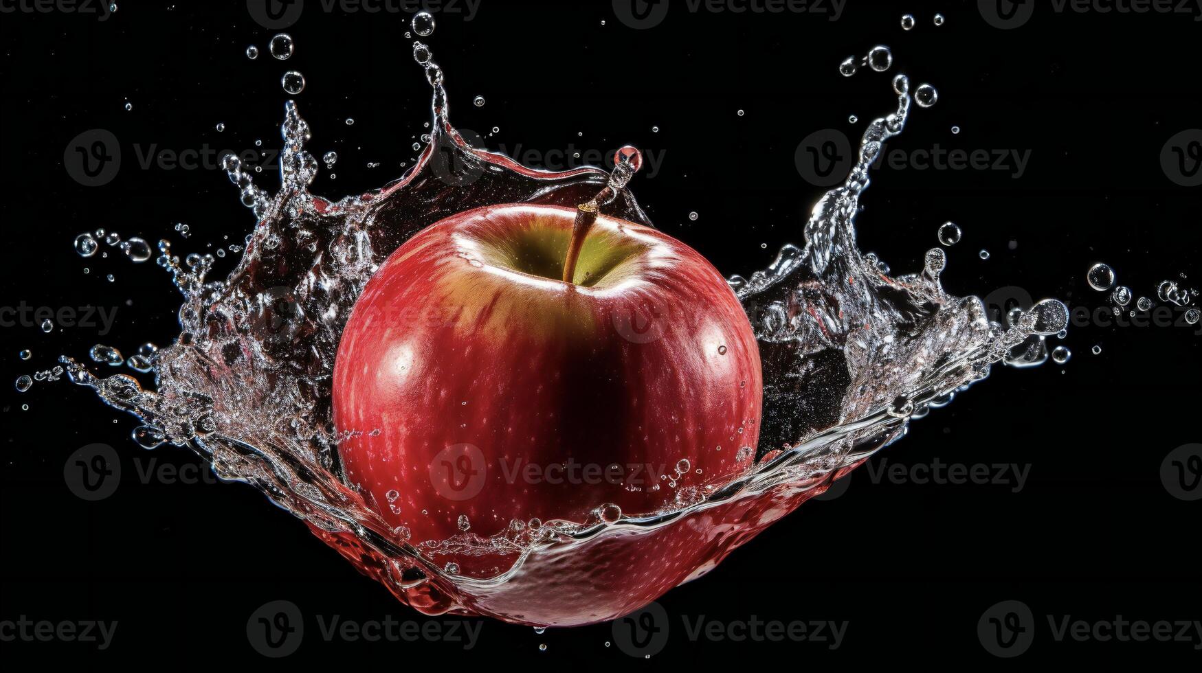 AI generated an apple is splashing in water photo