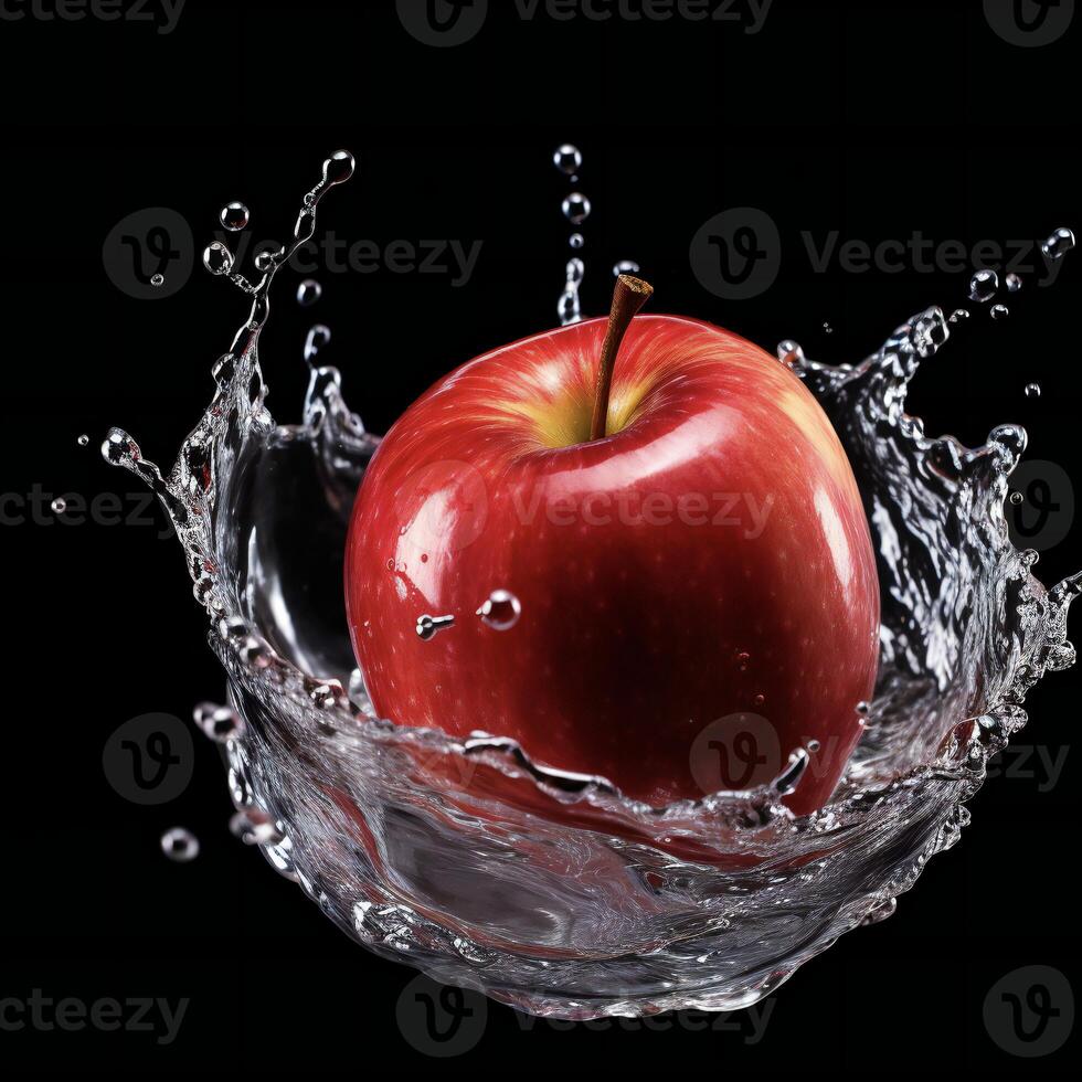 AI generated an apple is splashing in water photo