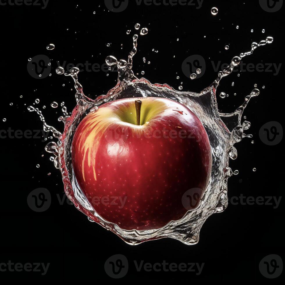 AI generated an apple is splashing in water photo