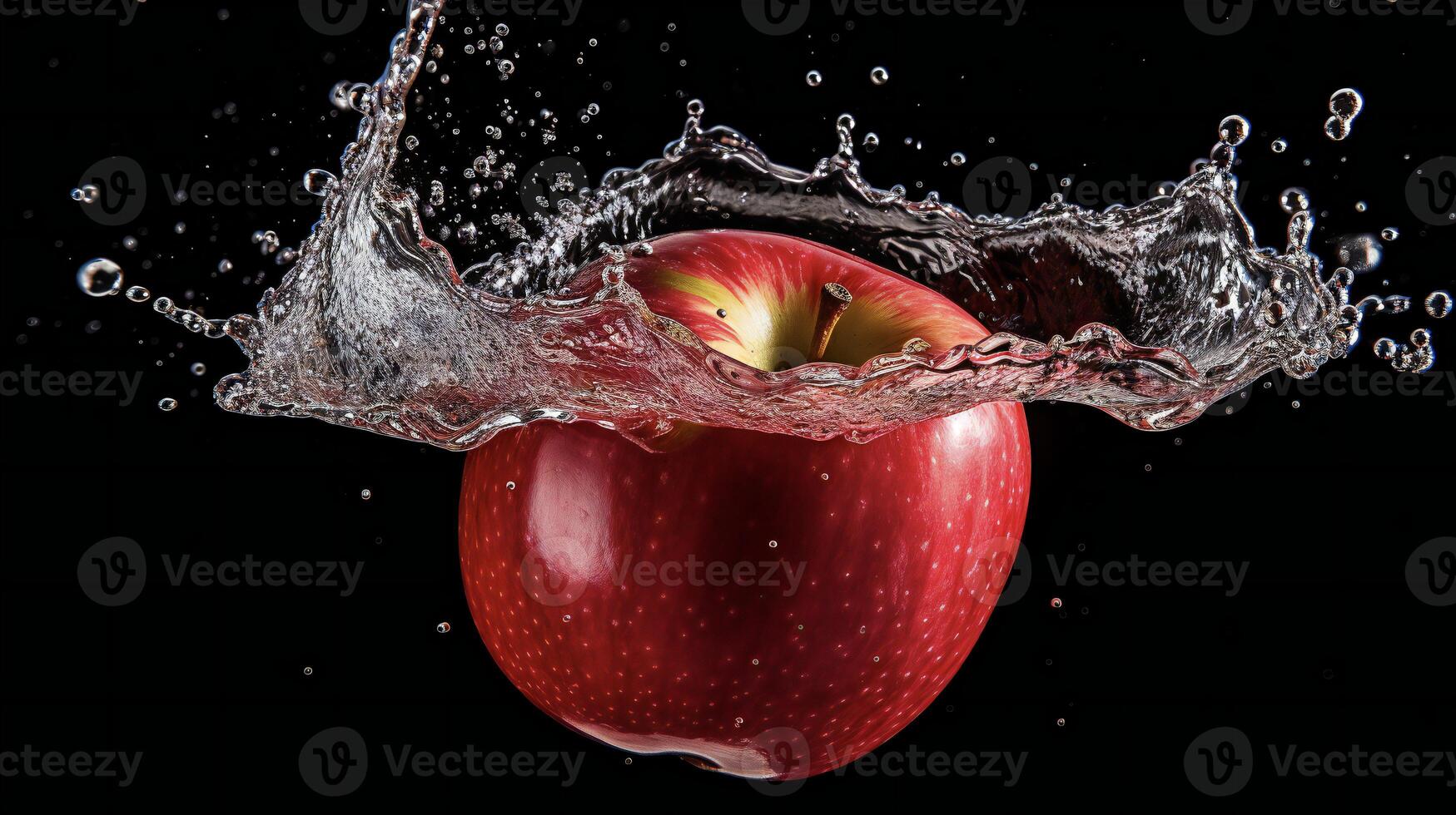 AI generated an apple is splashing in water photo