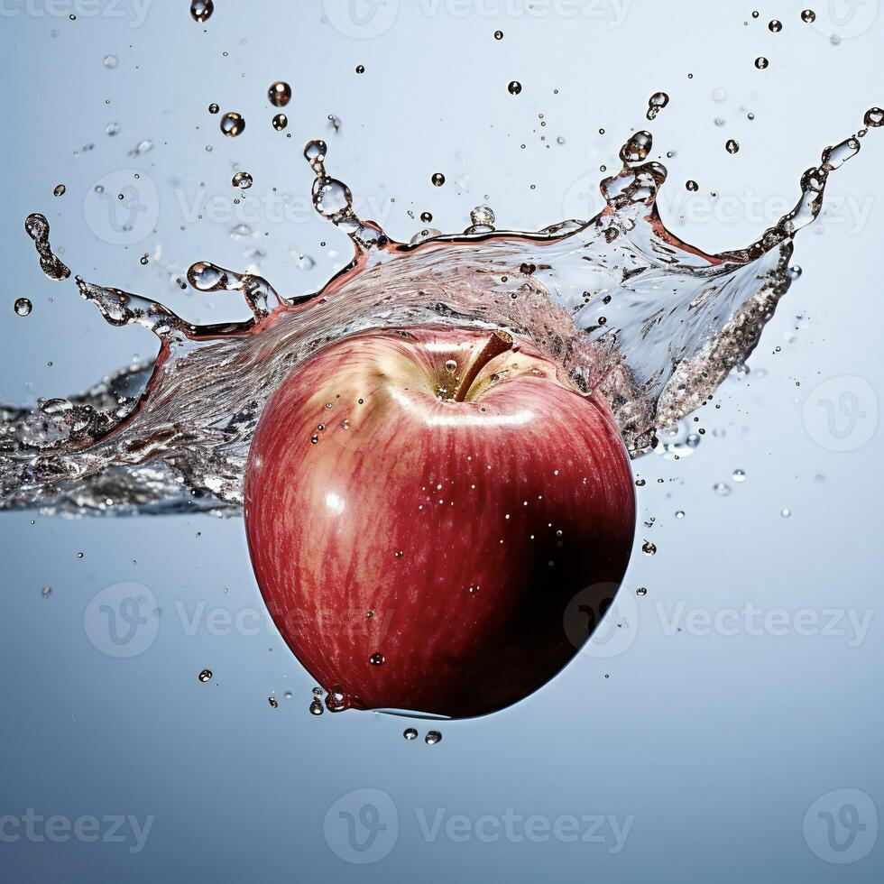 AI generated an apple is splashing in water photo
