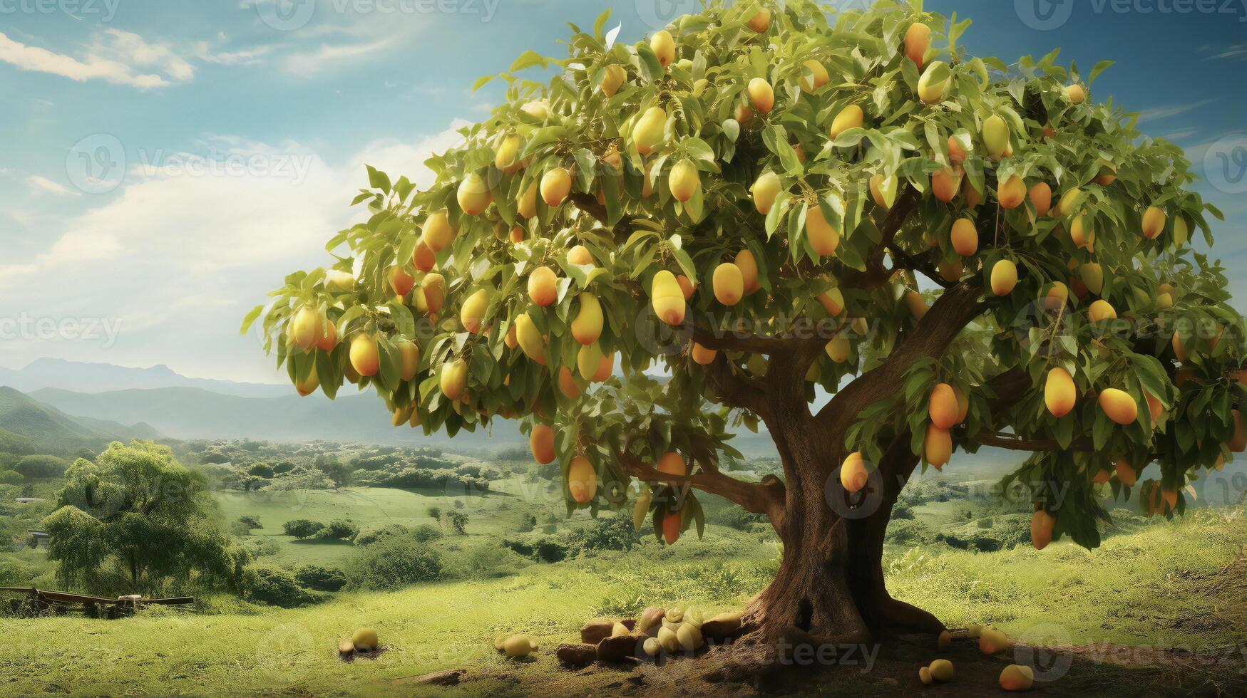 AI generated mango tree in the orchard photo