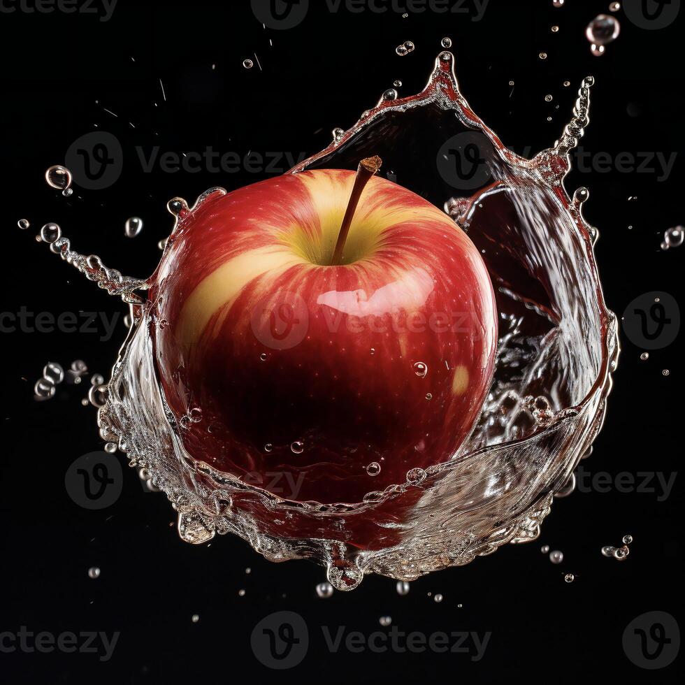 AI generated an apple is splashing in water photo