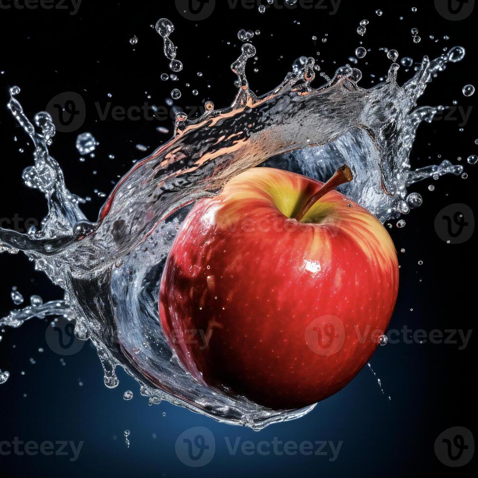 AI generated an apple is splashing in water photo