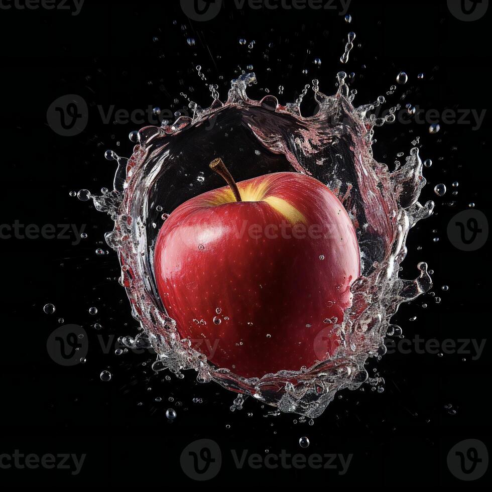 AI generated an apple is splashing in water photo