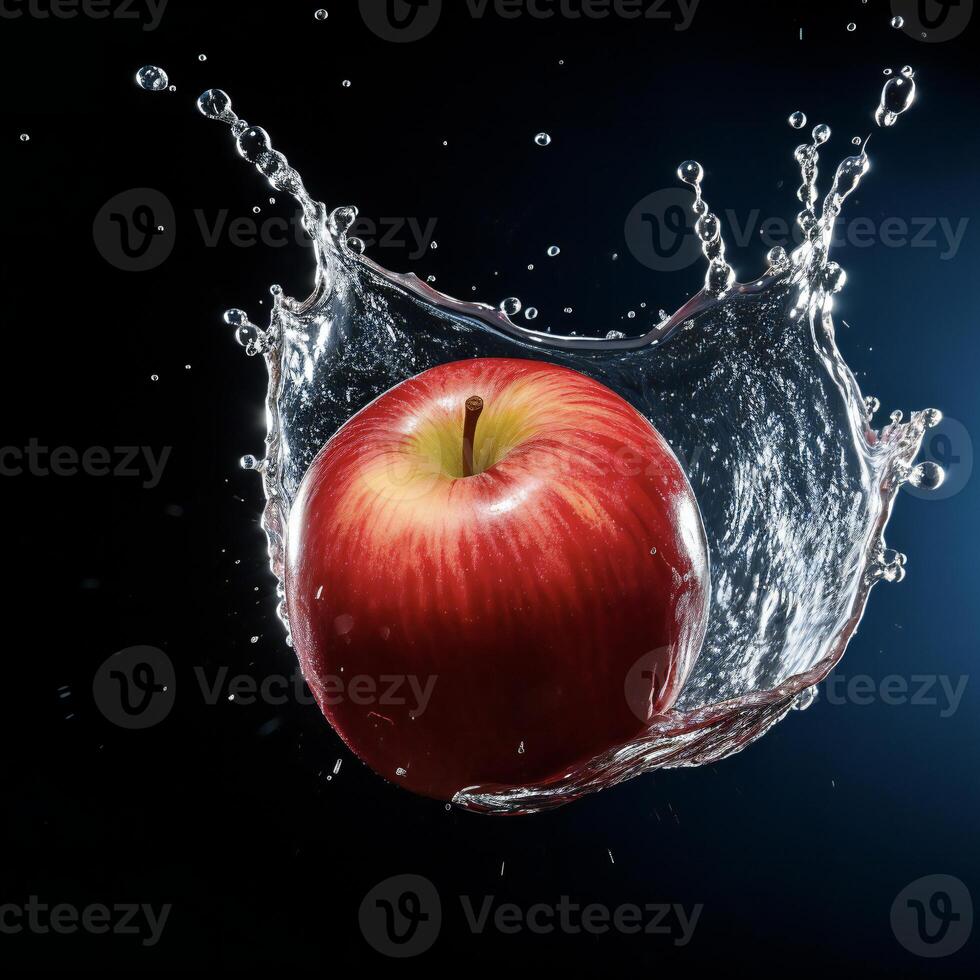 AI generated an apple is splashing in water photo