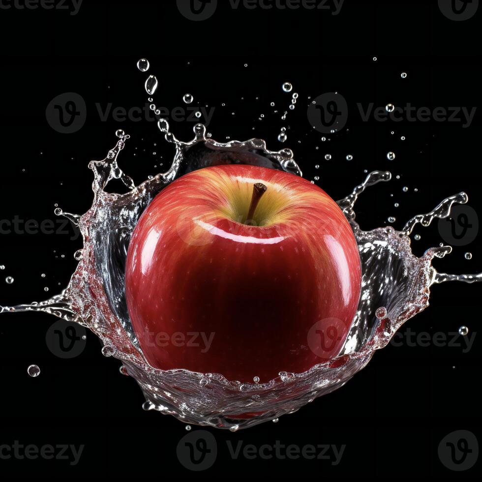AI generated an apple is splashing in water photo