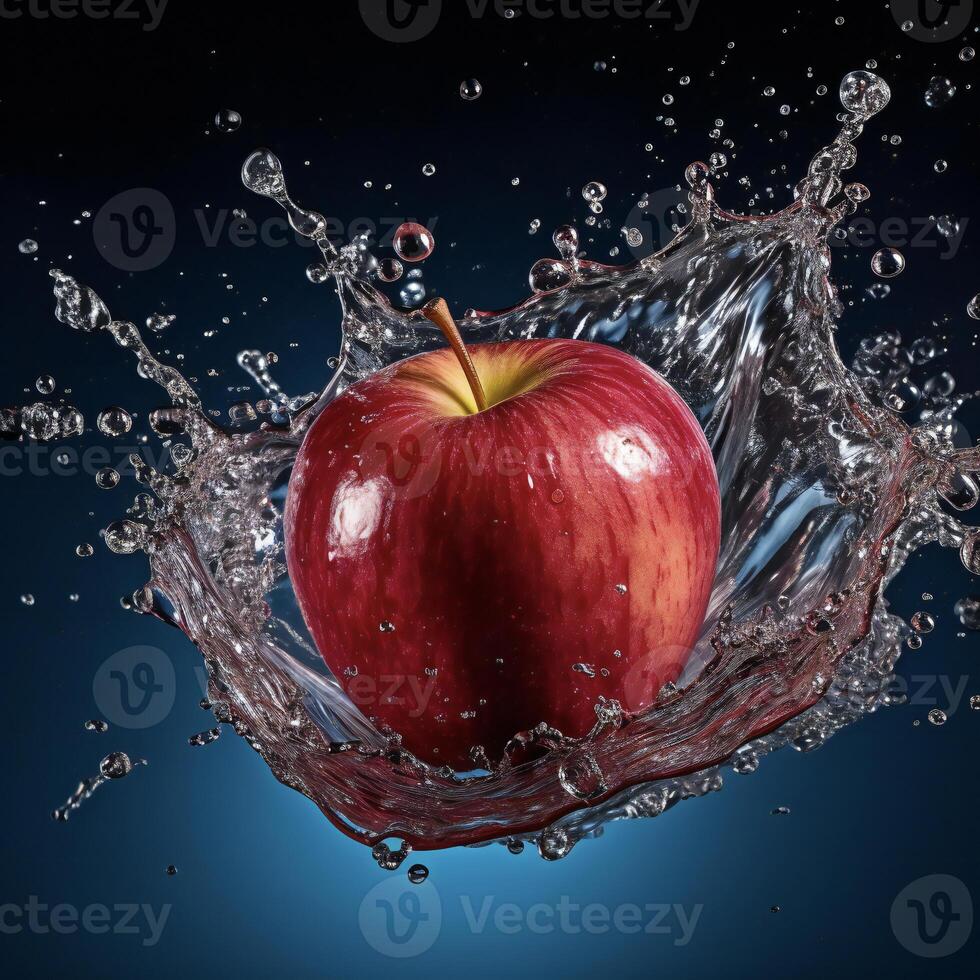 AI generated an apple is splashing in water photo