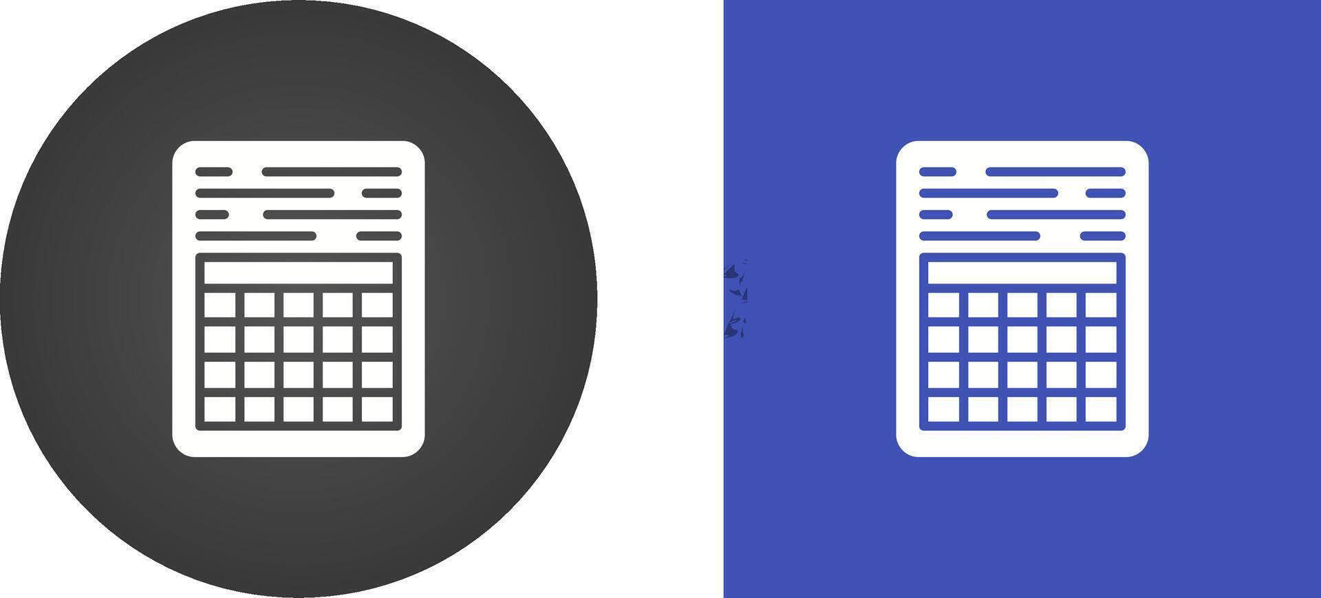 Table Vector Icon