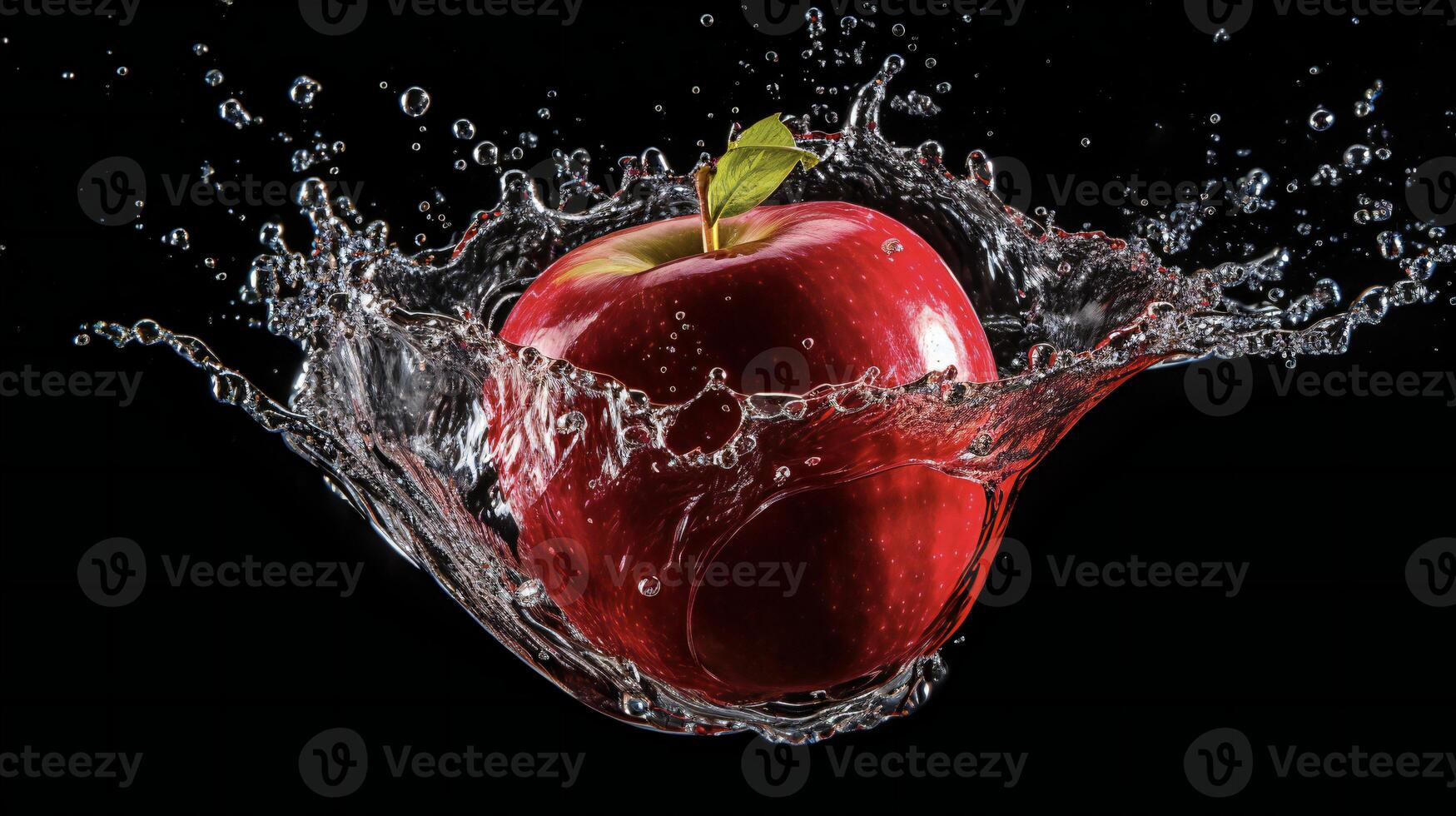 AI generated an apple is splashing in water photo