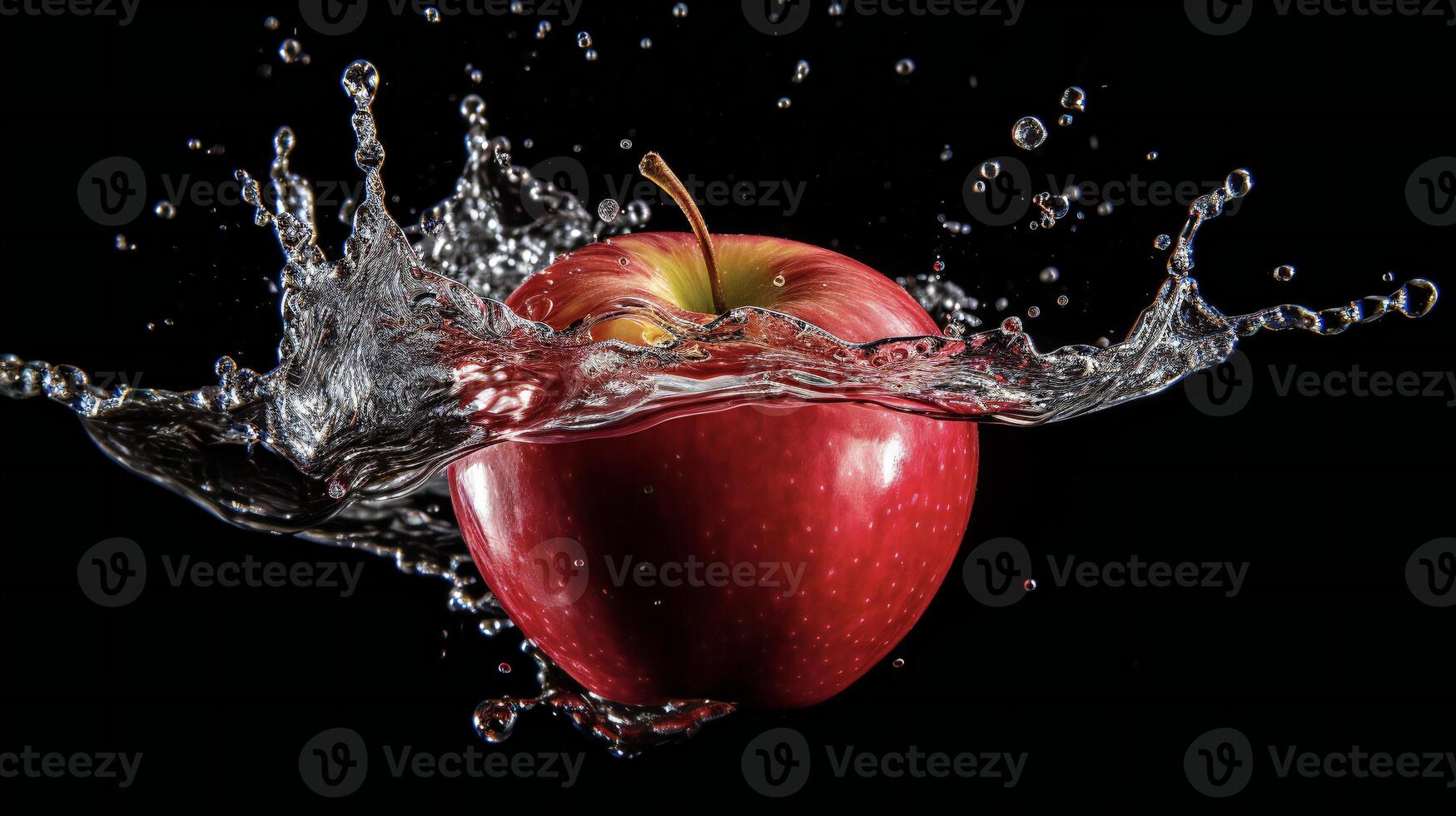 AI generated an apple is splashing in water photo