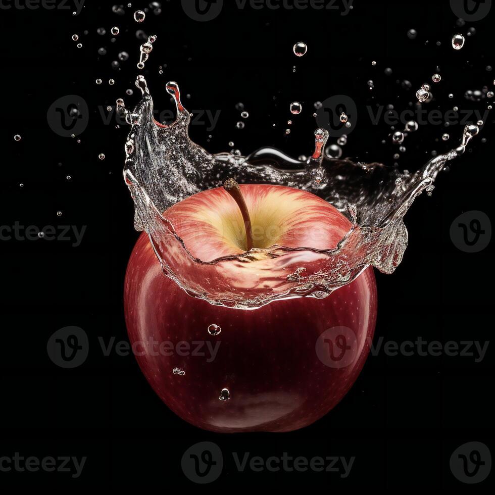 AI generated an apple is splashing in water photo