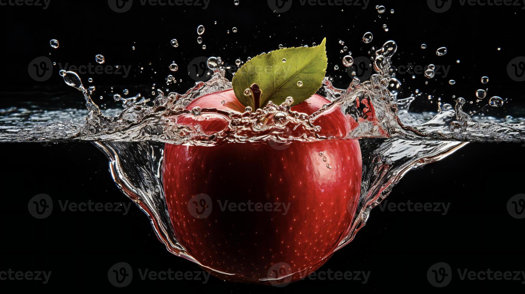 AI generated an apple is splashing in water photo