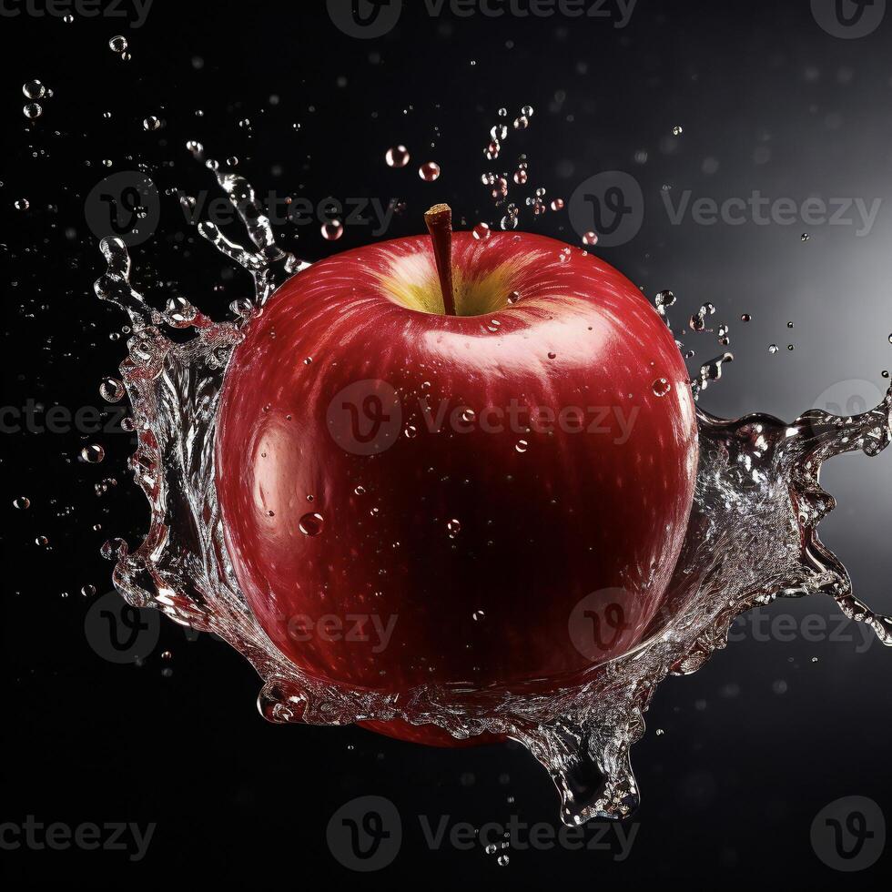 AI generated an apple is splashing in water photo