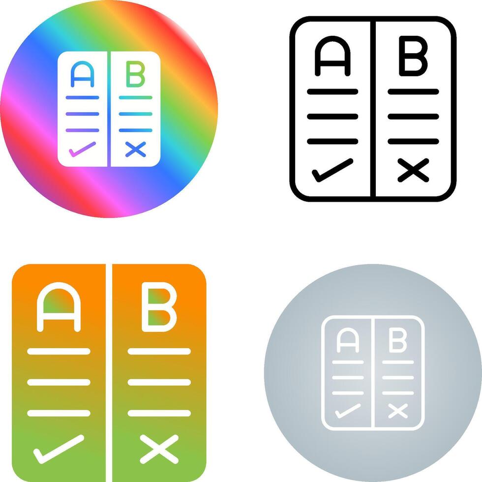 Pros And Cons Vector Icon