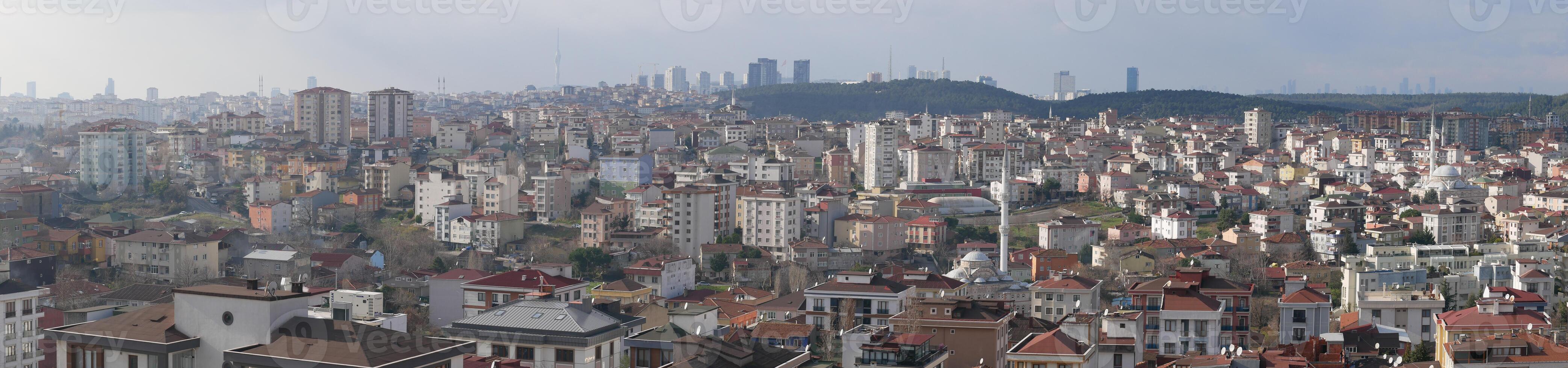 panorama of f Istanbul residential buildings photo