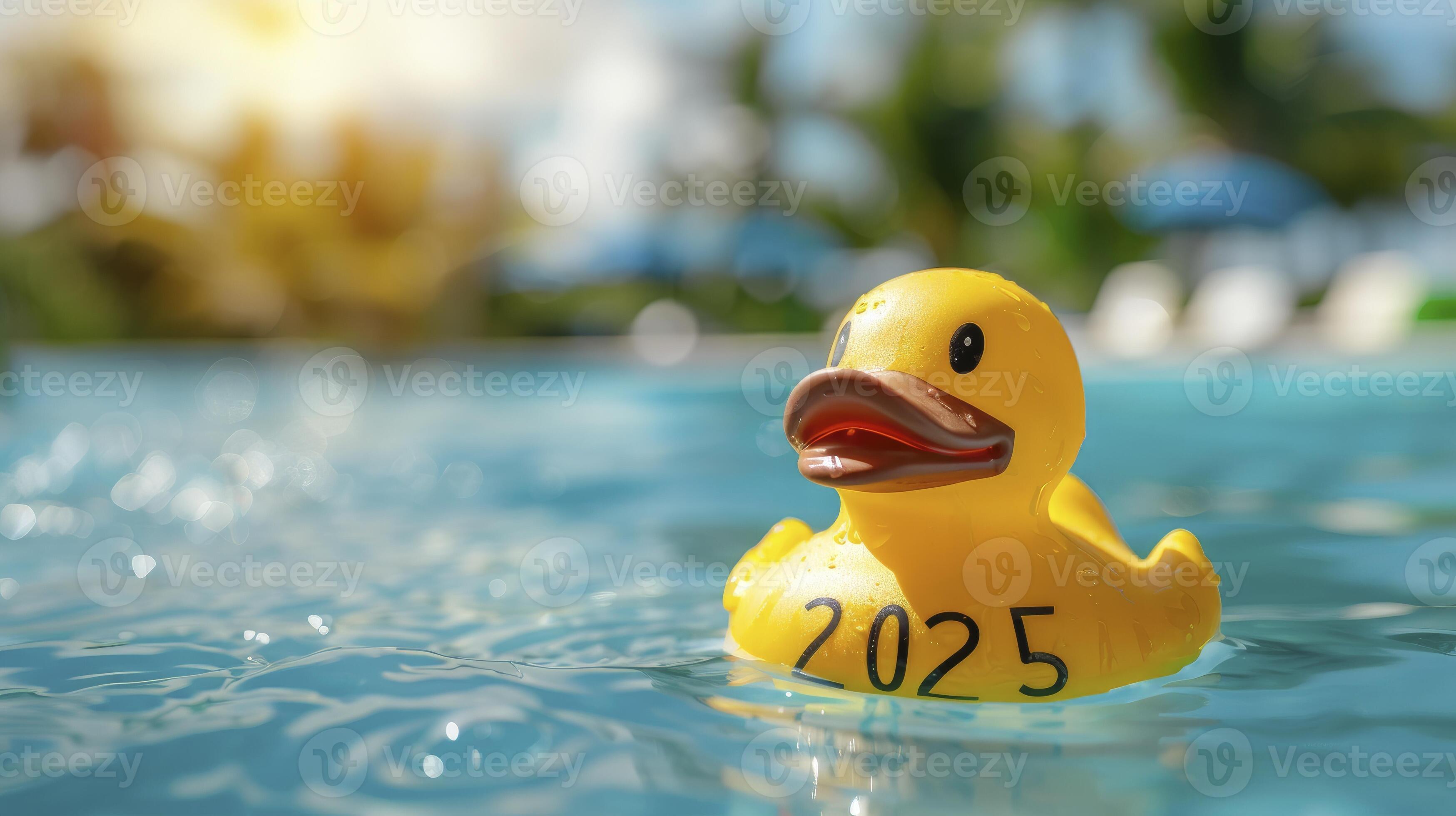 AI generated Rubber duck with the number 2025 inside a pool 40858419
