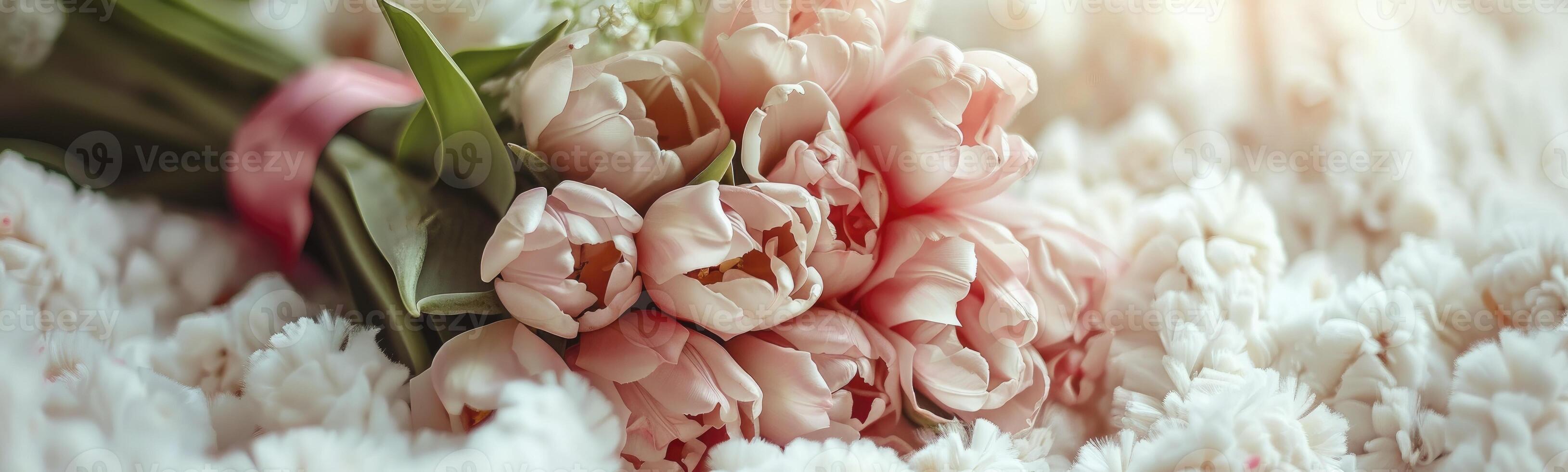 AI generated Beautiful bouquet tulips, holiday and home decor concept. photo