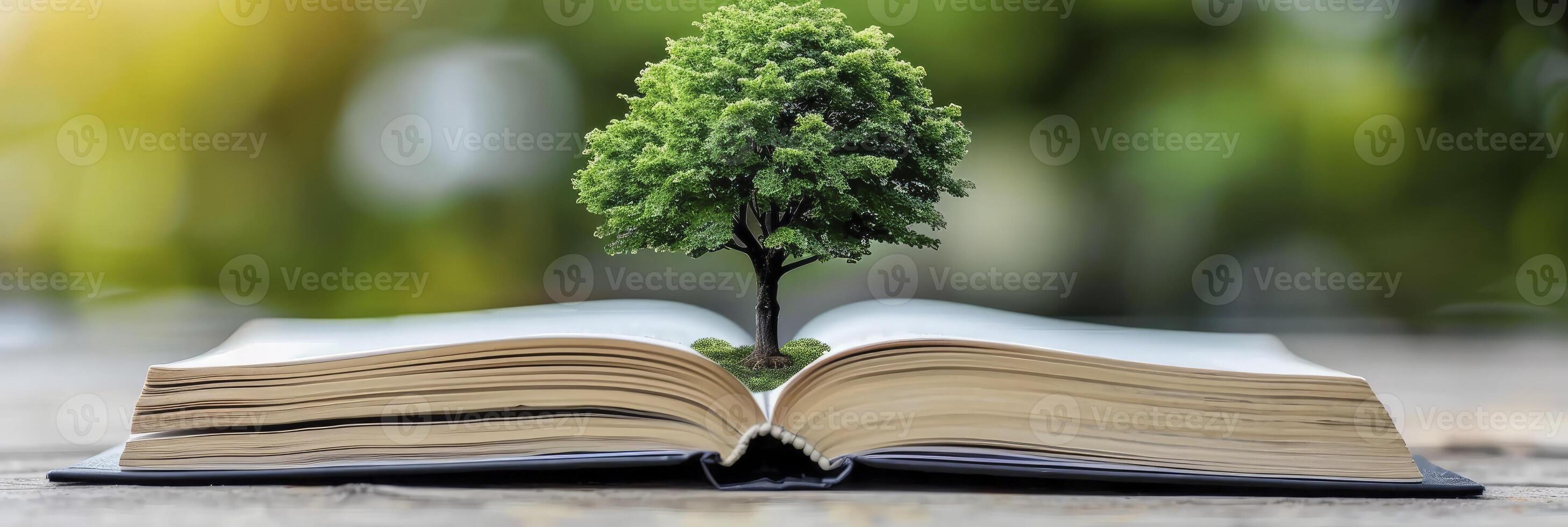 AI generated World Environment Day. Exploring Nature Beauty Through the Pages of a Book photo