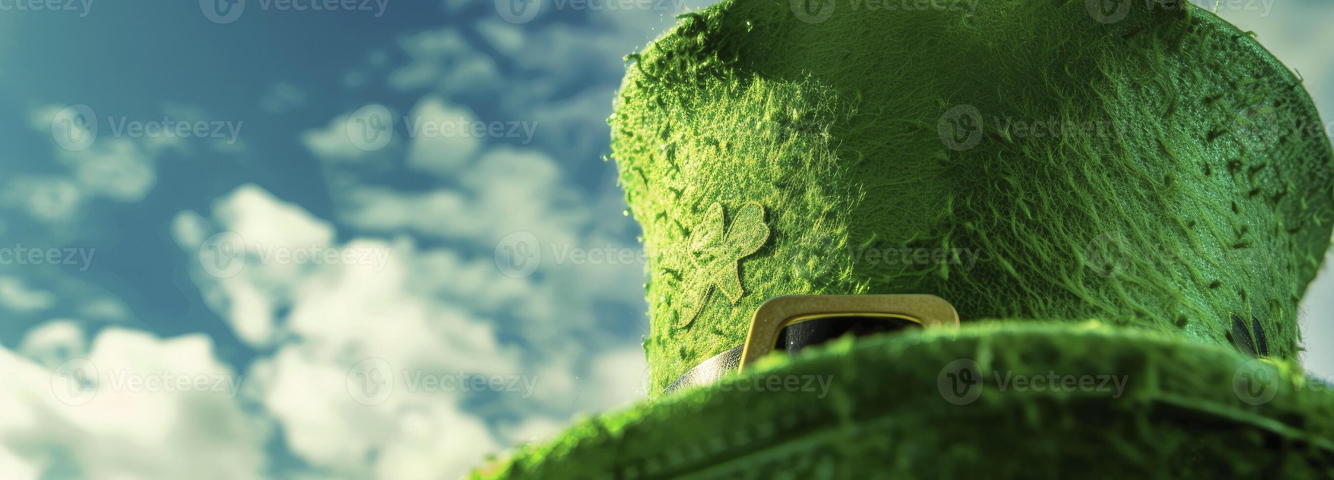 AI generated Green hat against sky background. Happy St. Patrick's day concept photo