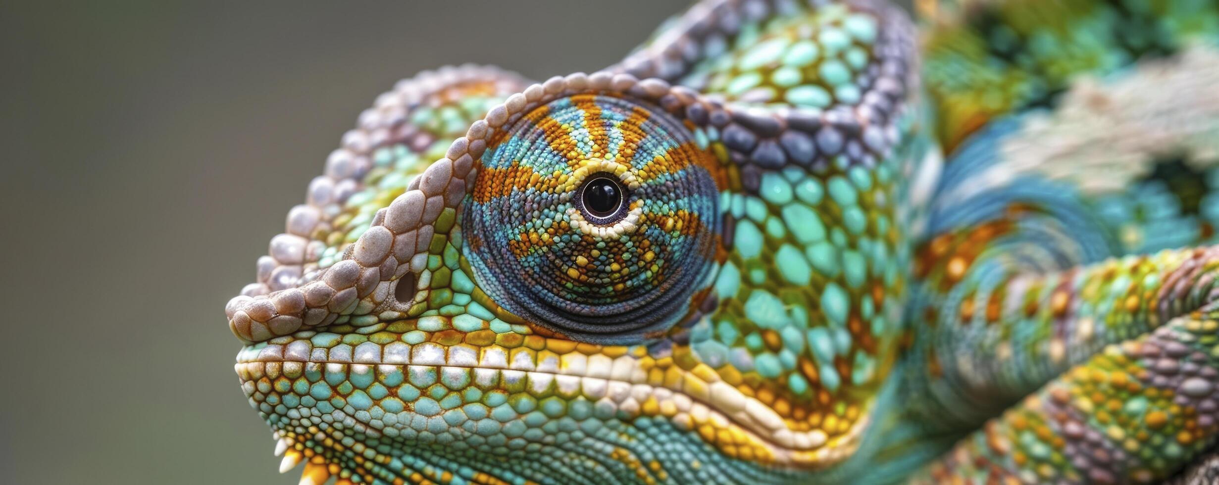 AI generated Nature Master of Disguise, A Captivating Portrait of a Chameleon in its Wild Habitat photo