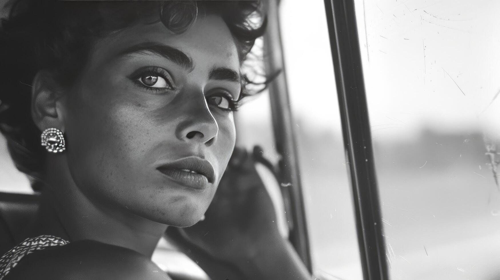 AI generated Elegance in Monochrome, Capturing an American Model's Beauty Through Timeless Black and White Photography photo